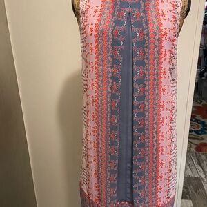 Floral Sleeveless Dress in Pink and Gray